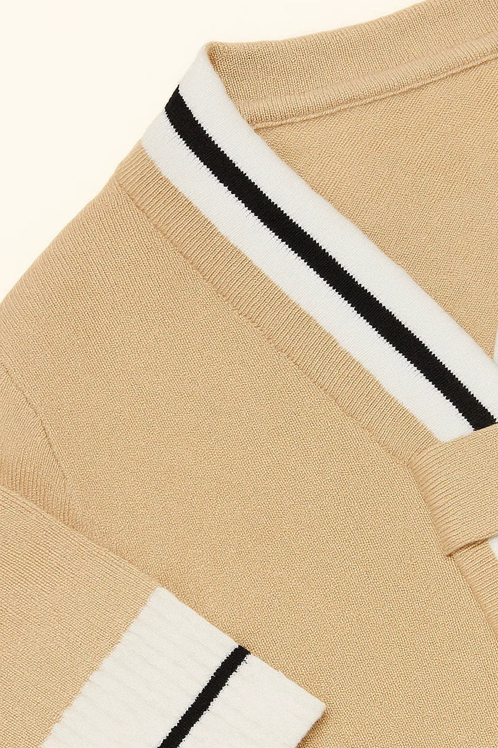 Chique V-hals Pullover Top - Color Block Design & Flexibele pasvorm