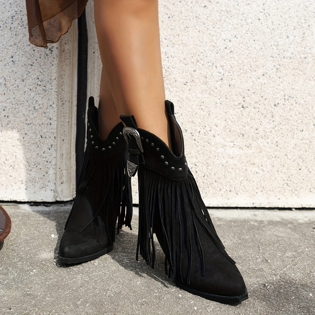 Cowboylaarzen – Stofmix Bovenlaag & Slip On Met Blokhak