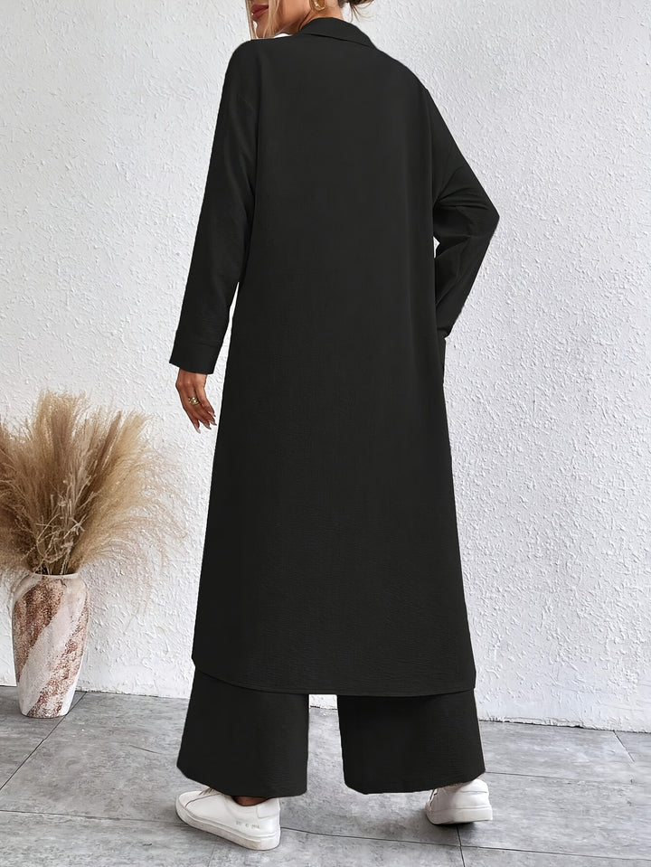 Dames Set – Knoopsluiting Shirt & Comfortabele Broek