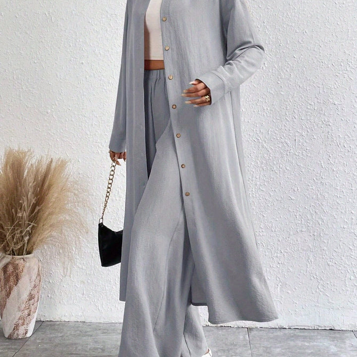 Dames Set – Knoopsluiting Shirt & Comfortabele Broek