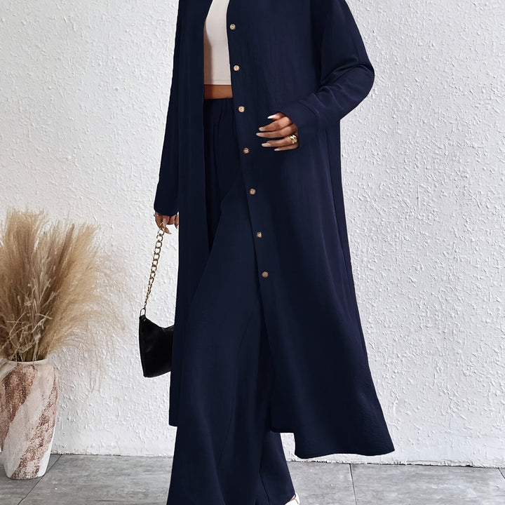 Dames Set – Knoopsluiting Shirt & Comfortabele Broek