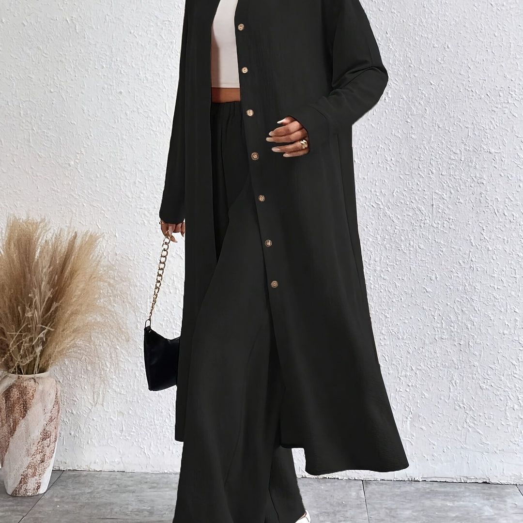 Dames Set – Knoopsluiting Shirt & Comfortabele Broek