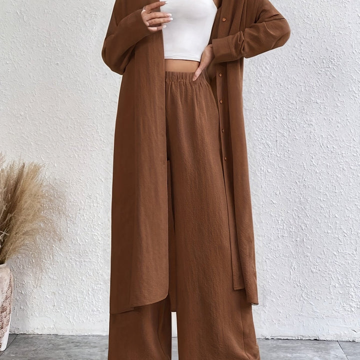 Dames Set – Knoopsluiting Shirt & Comfortabele Broek