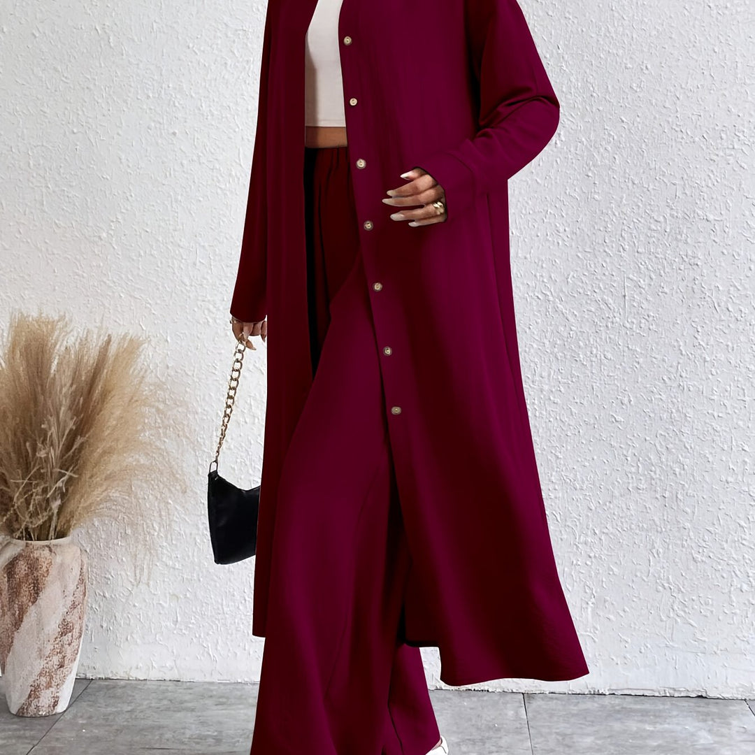 Dames Set – Knoopsluiting Shirt & Comfortabele Broek