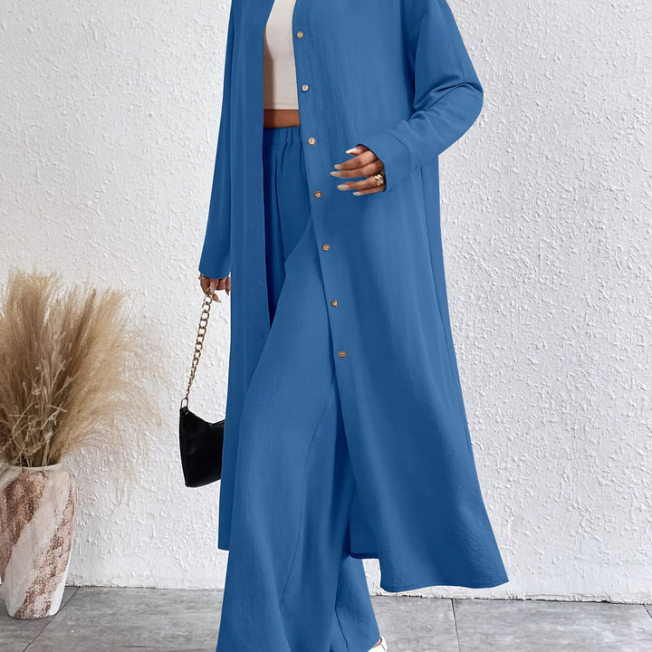 Dames Set – Knoopsluiting Shirt & Comfortabele Broek