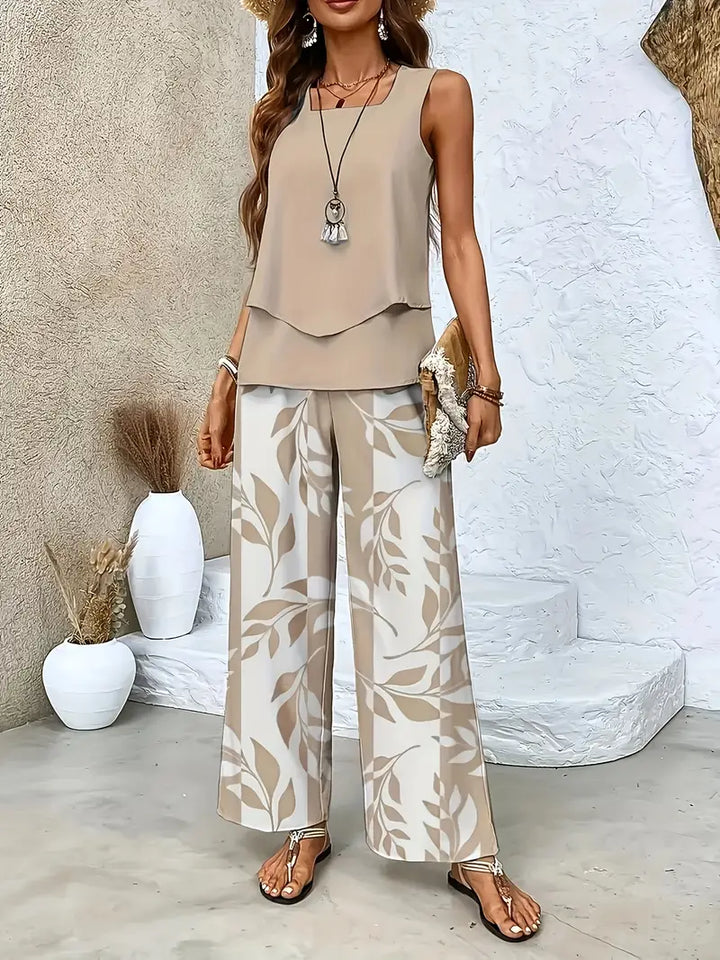 Dames tweedelige outfit – effen vest en comfortabele pasvorm