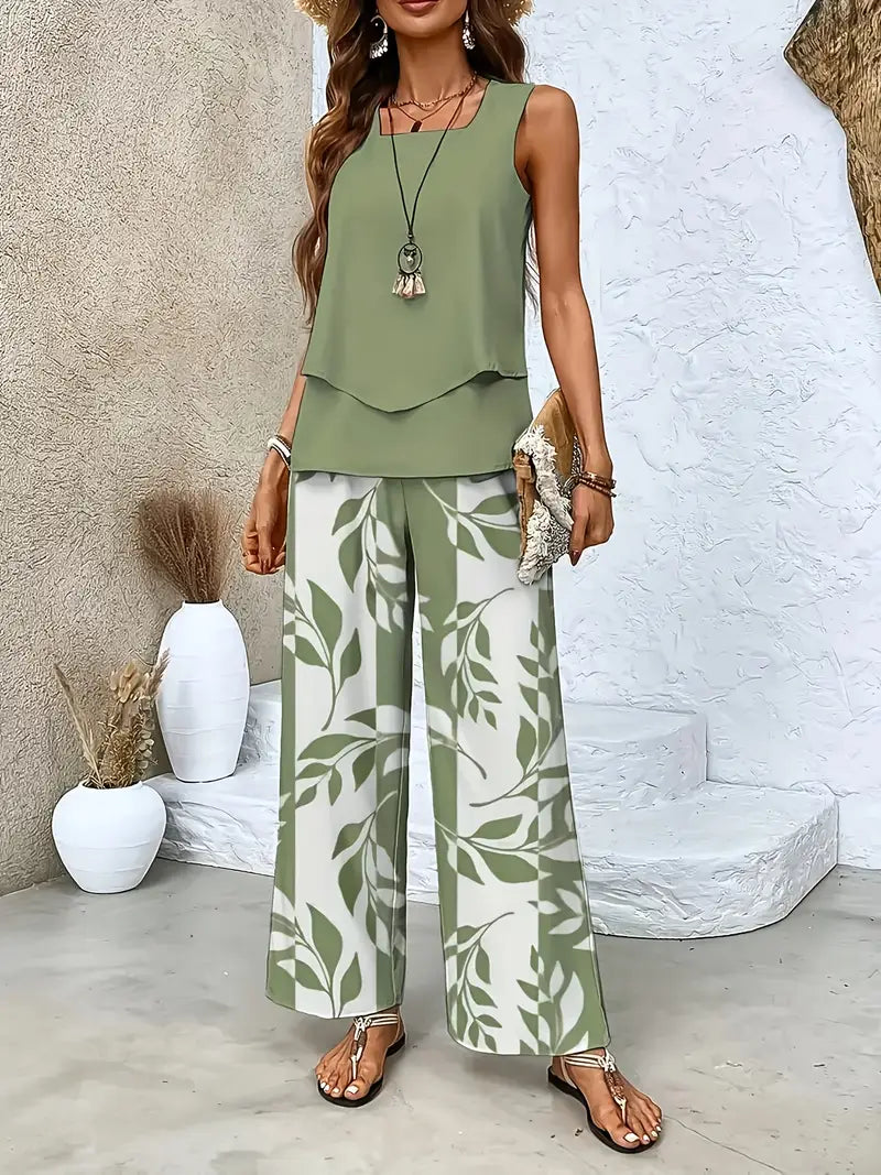 Dames tweedelige outfit – effen vest en comfortabele pasvorm