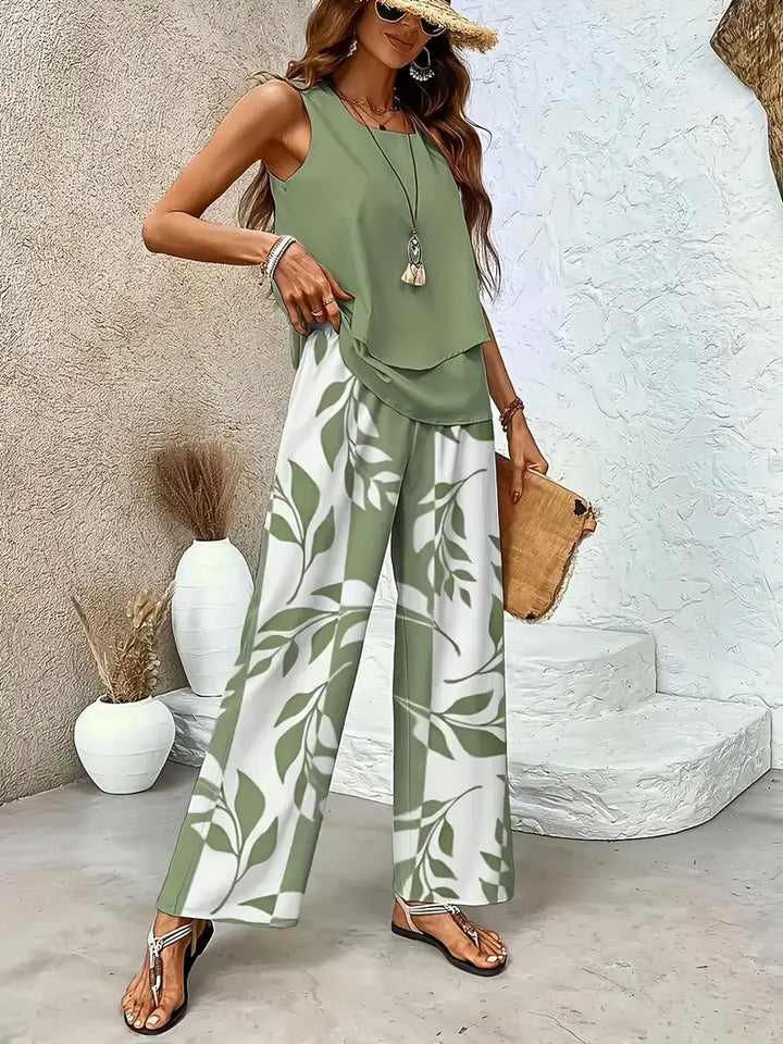 Dames tweedelige outfit – effen vest en comfortabele pasvorm