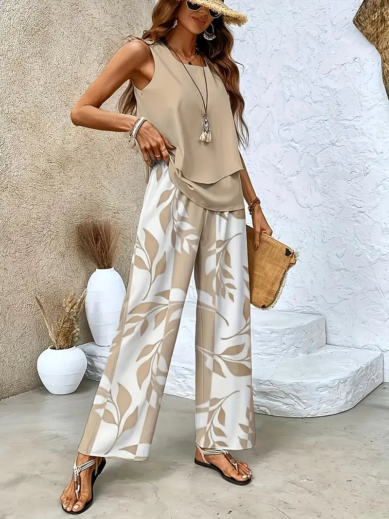Dames tweedelige outfit – effen vest en comfortabele pasvorm