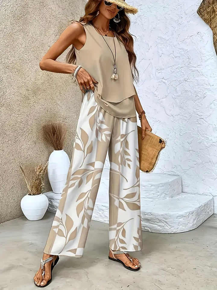 Dames tweedelige outfit – effen vest en comfortabele pasvorm
