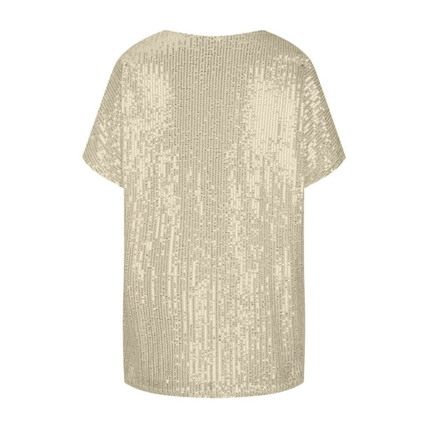 Demetria - Pailletten V-Hals T-shirt