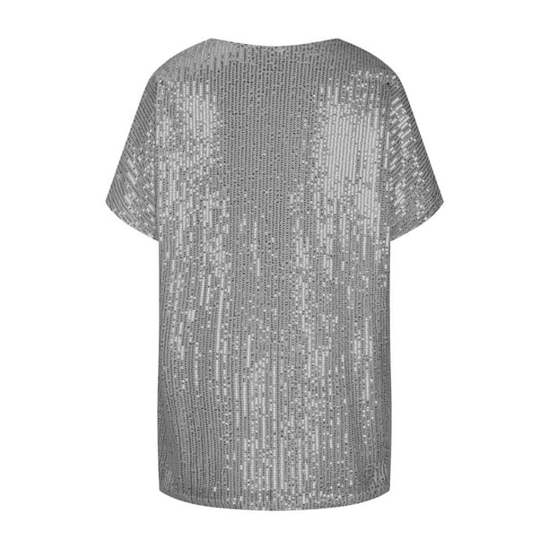 Demetria - Pailletten V-Hals T-shirt