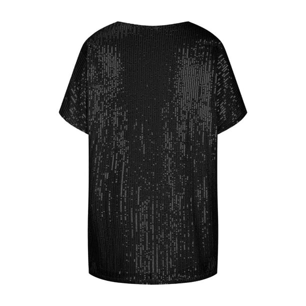 Demetria - Pailletten V-Hals T-shirt