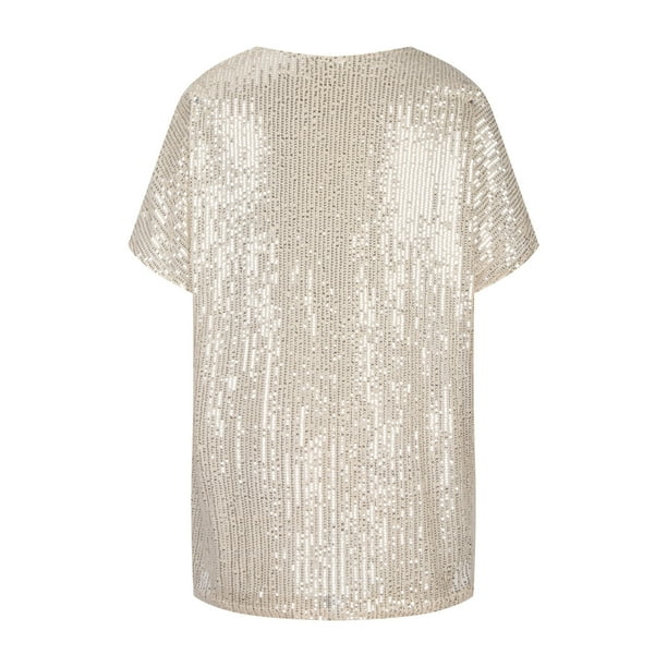 Demetria - Pailletten V-Hals T-shirt