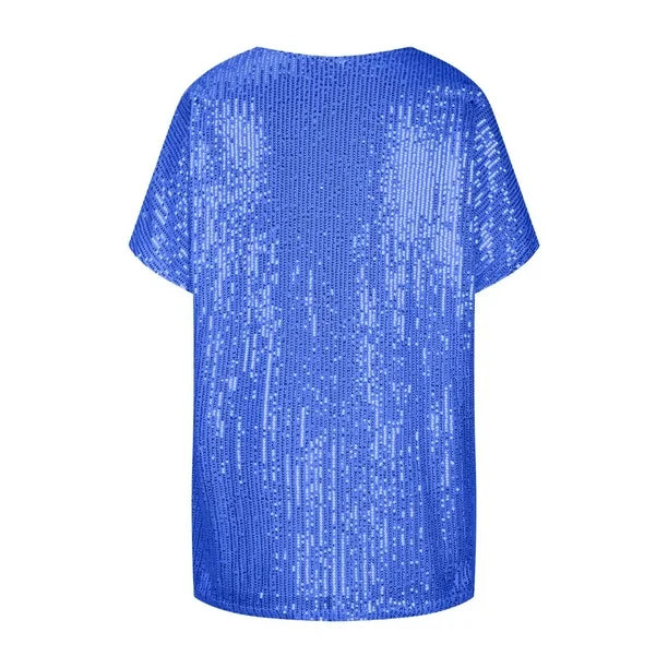 Demetria - Pailletten V-Hals T-shirt