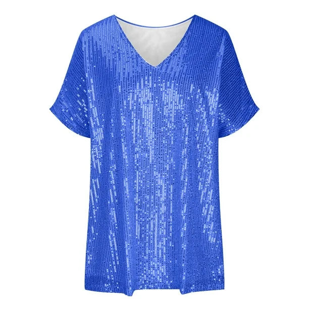 Demetria - Pailletten V-Hals T-shirt