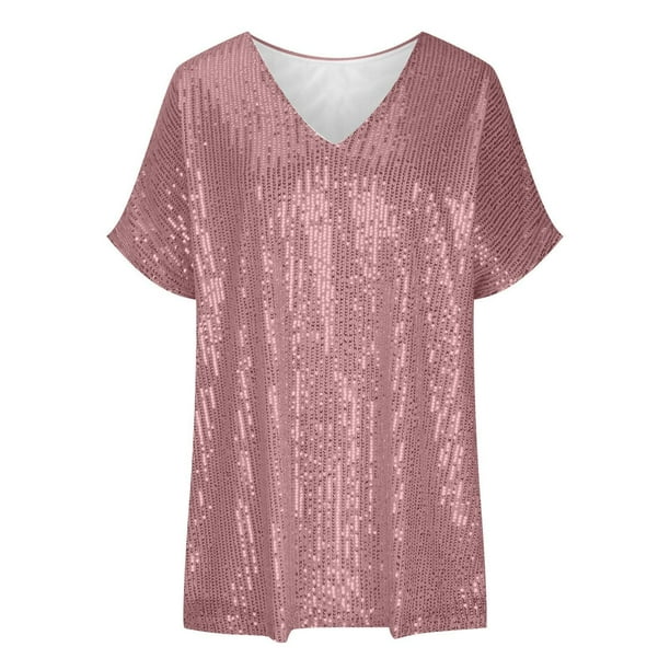 Demetria - Pailletten V-Hals T-shirt