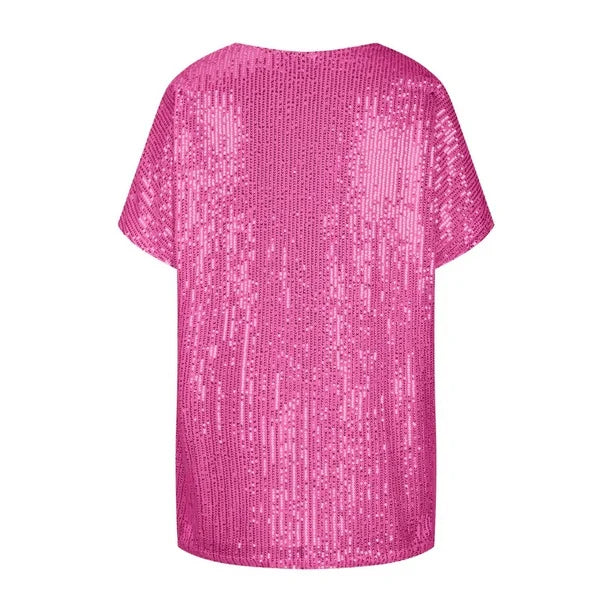 Demetria - Pailletten V-Hals T-shirt