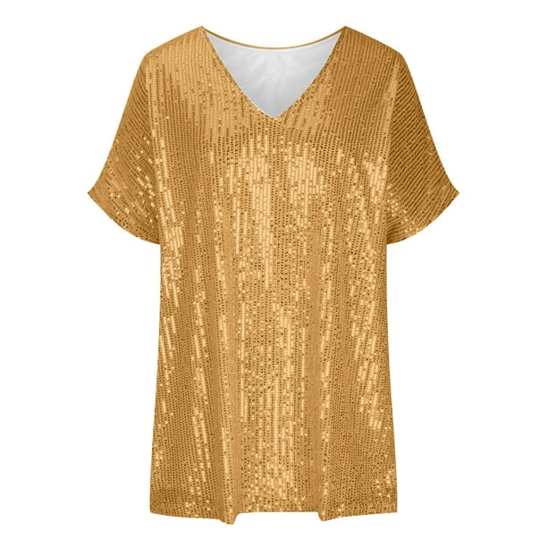 Demetria - Pailletten V-Hals T-shirt