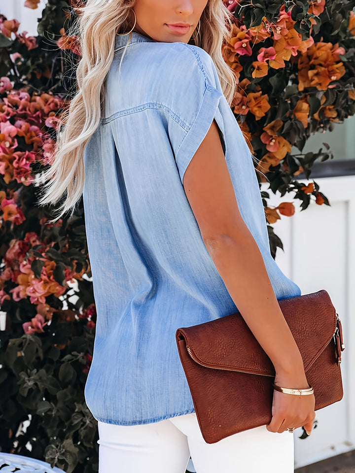 Denim Blouse – Batwing Mouwen & Relaxte Pasvorm