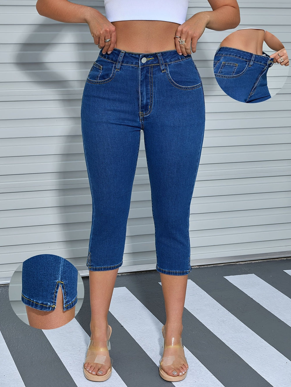 Denim Capri Broek - Rekbare Pasvorm & Comfortabele Beweging