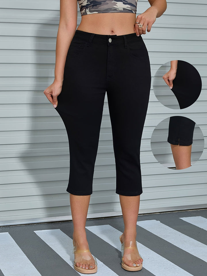 Denim Capri Broek - Rekbare Pasvorm & Comfortabele Beweging