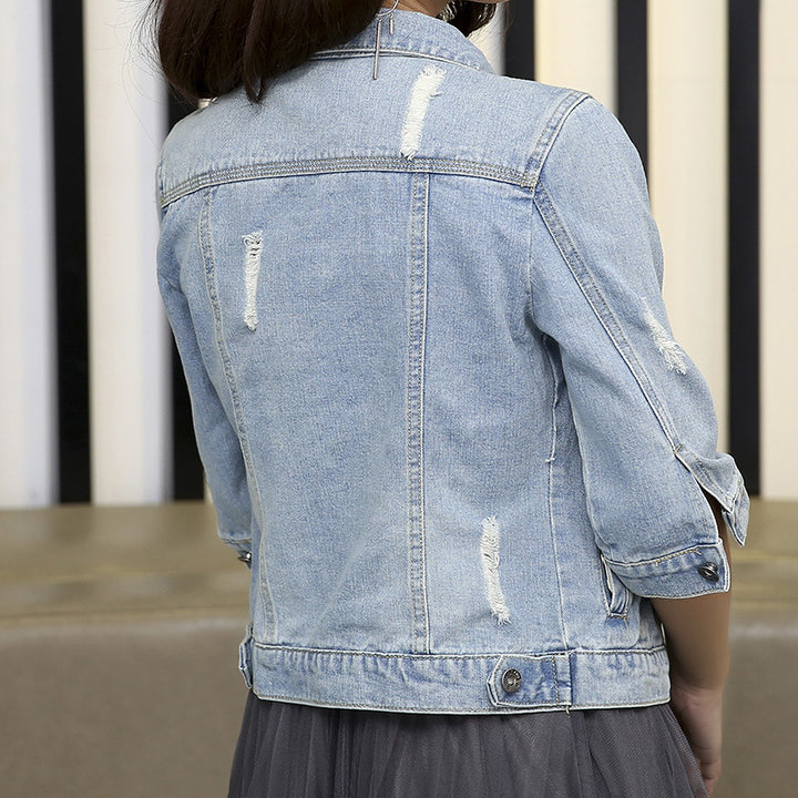 Denim Jacket – 3/4 Mouwen & Knoopsluiting Voor Comfort