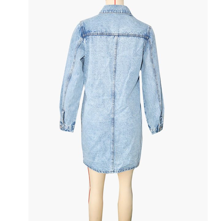 Denim Jas – Polo Kraag & Enkele Knoopsluiting