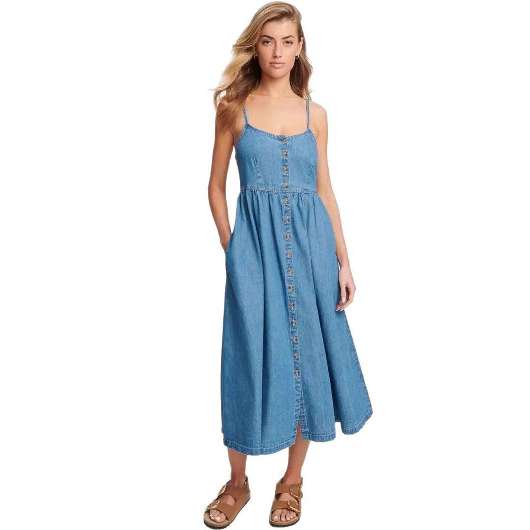 Denim Jurk – Knoopsluiting & Ruime Snit