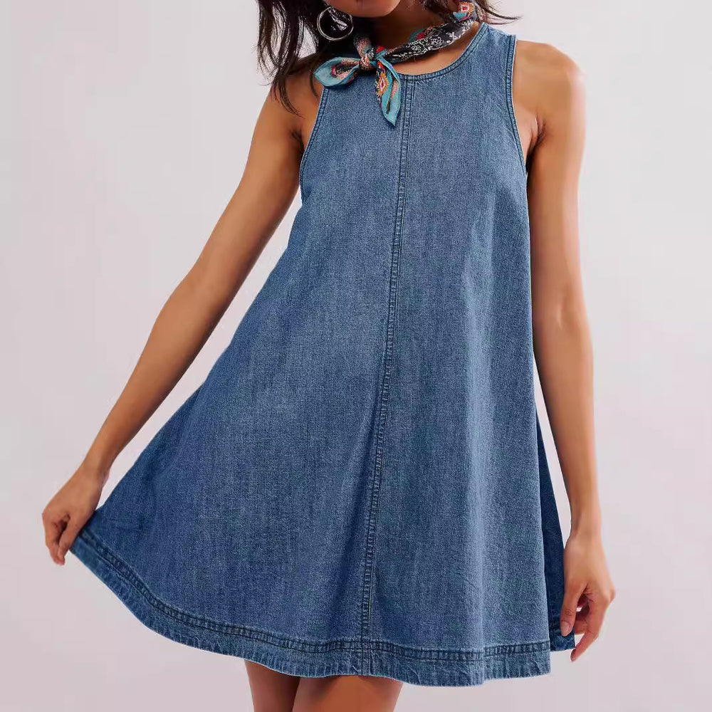 Denim Jurk – Mouwloos Ontwerp & Flexibele Pasvorm