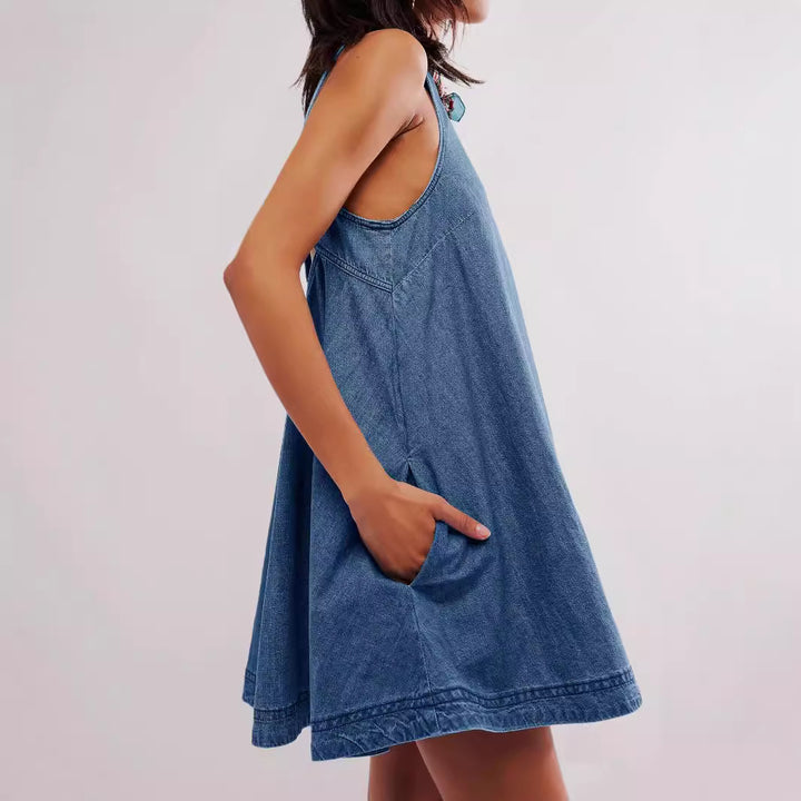 Denim Jurk – Mouwloos Ontwerp & Flexibele Pasvorm