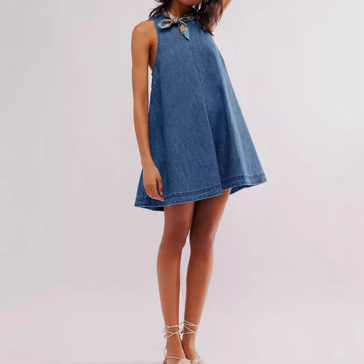 Denim Jurk – Mouwloos Ontwerp & Flexibele Pasvorm