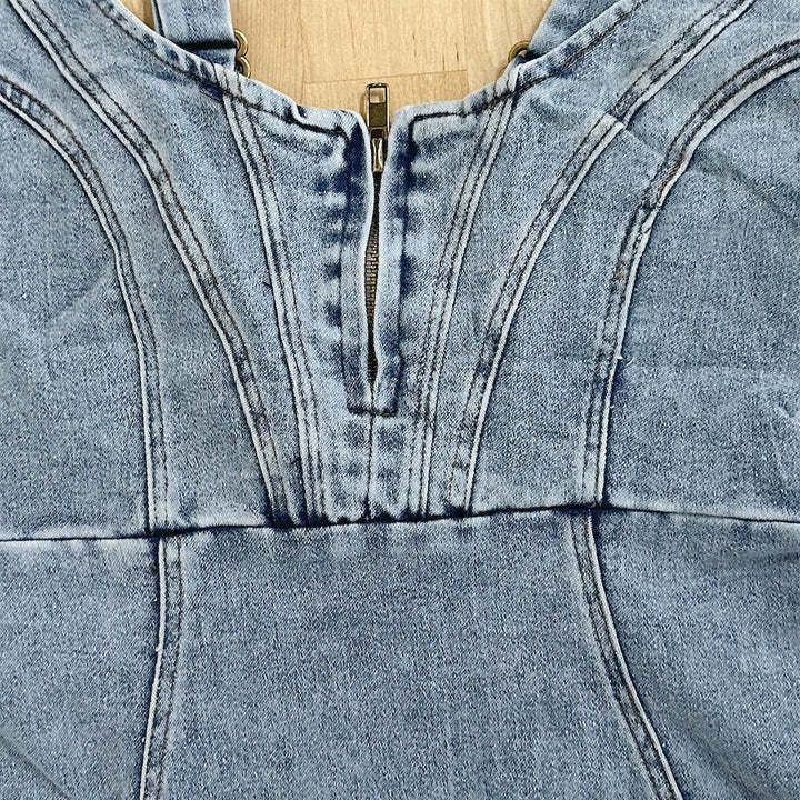 Denim Jurk - U-hals & Zijslit voor Bewegingsvrijheid
