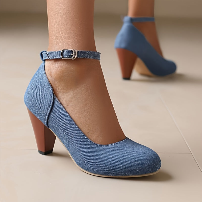 Denim Mary Jane Hakken - Ronde Teen & Comfortabele Pasvorm