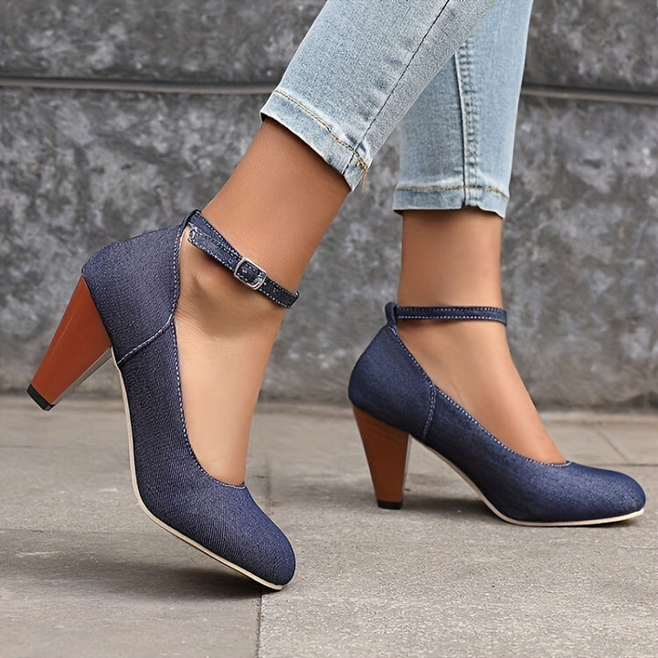 Denim Mary Jane Hakken - Ronde Teen & Comfortabele Pasvorm