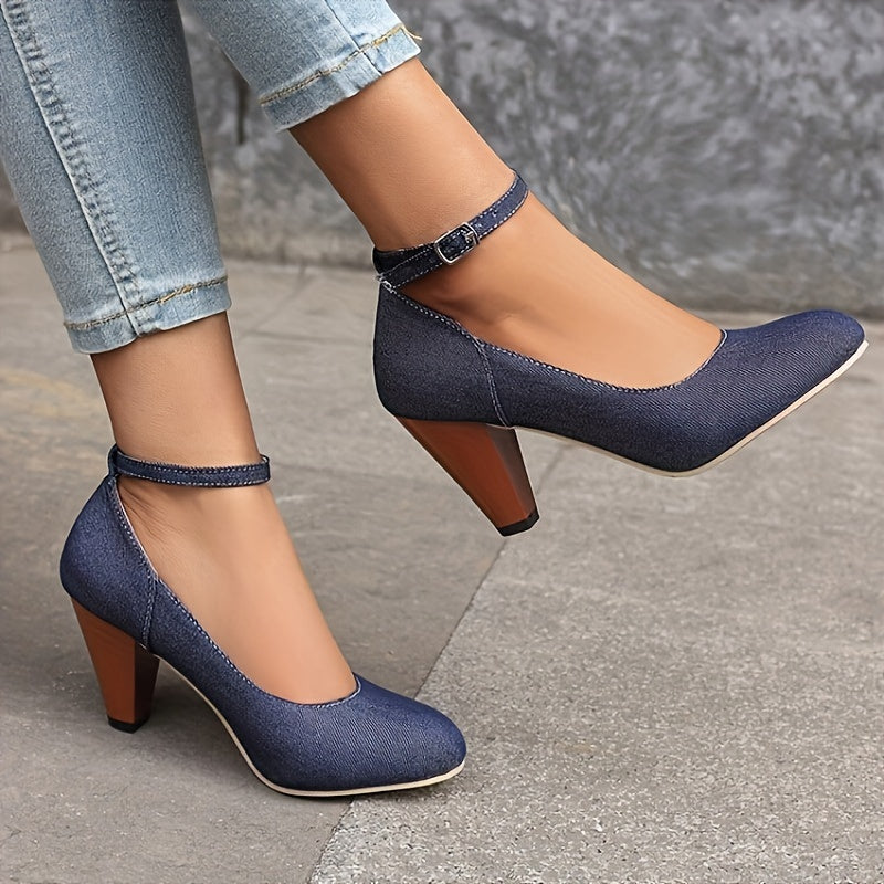 Denim Mary Jane Hakken - Ronde Teen & Comfortabele Pasvorm