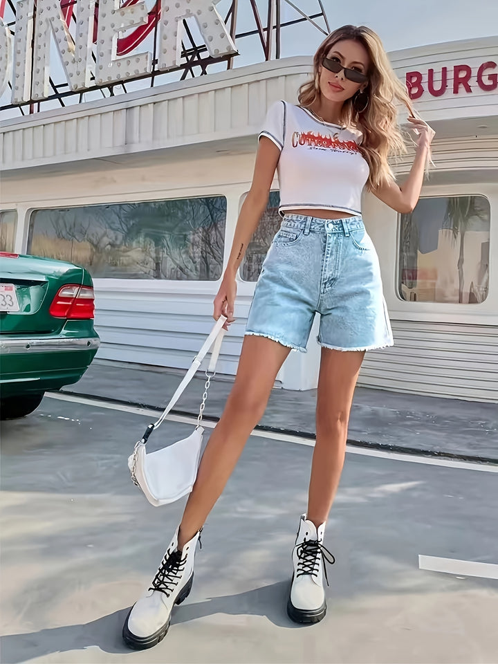 Denim Shorts – Afgefaneerde Zoom & Comfortabele Pasvorm