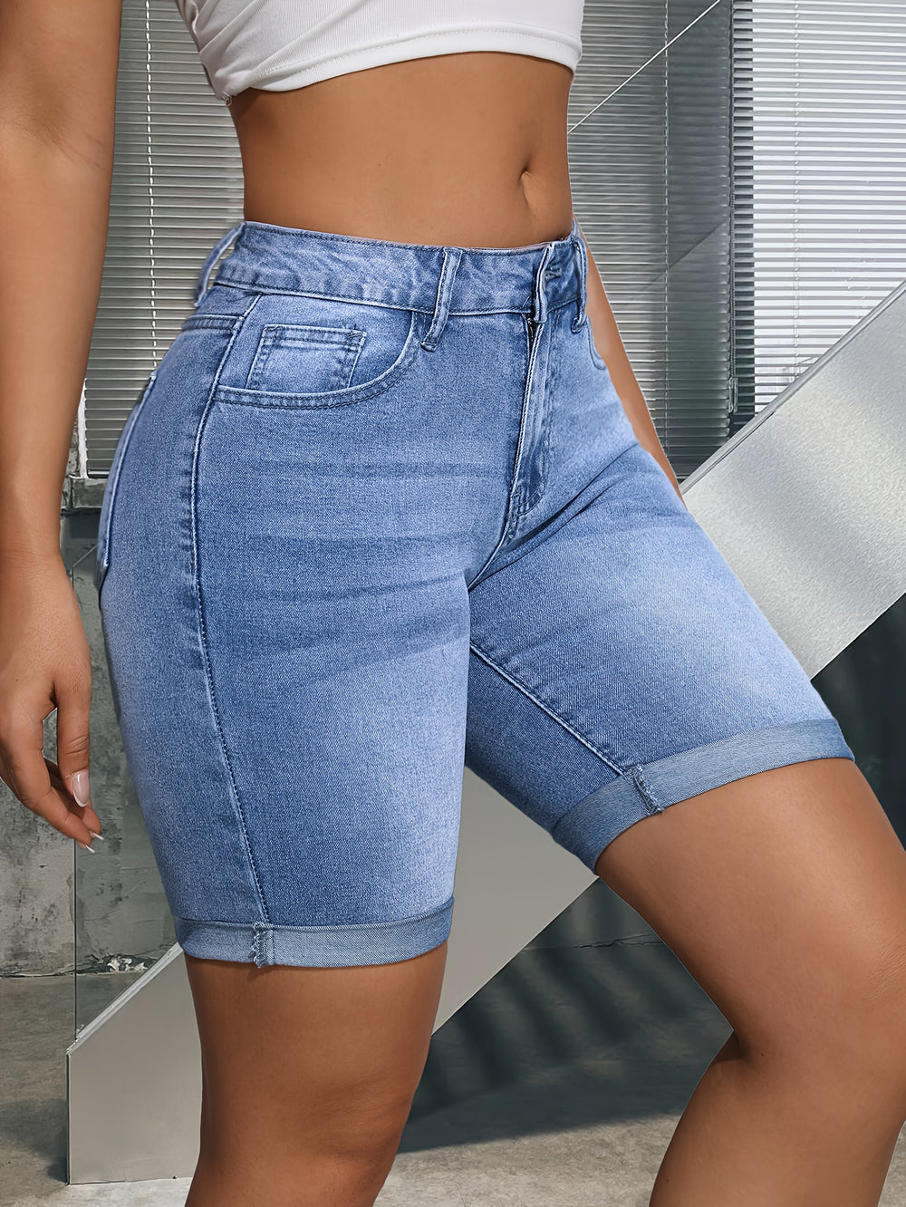 Denim Shorts – Hoge Taille & Elegante Rol Zoom