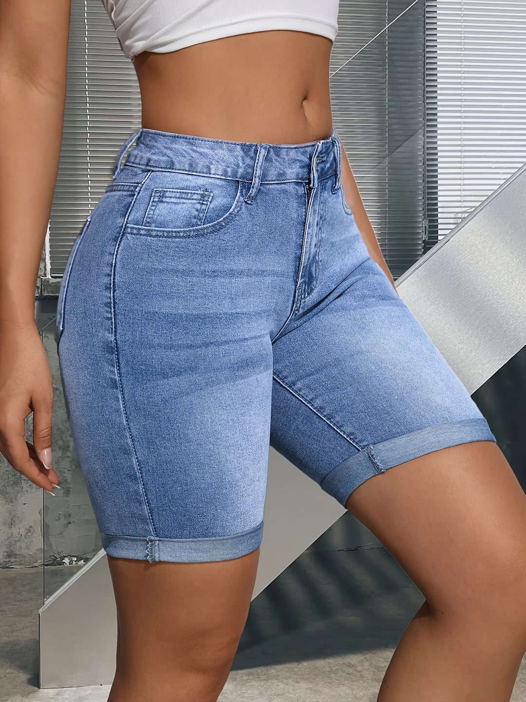 Denim Shorts – Hoge Taille & Elegante Rol Zoom