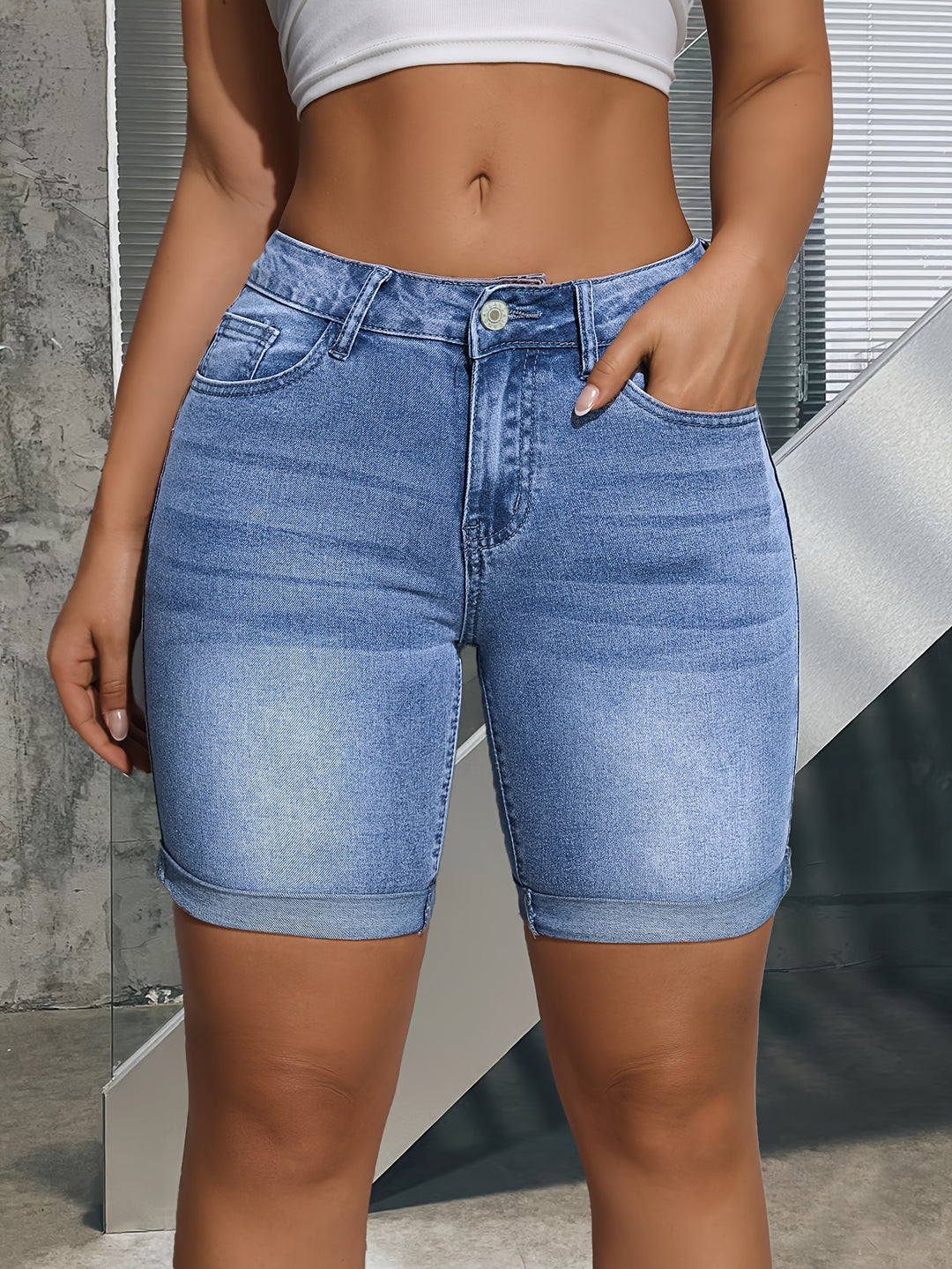 Denim Shorts – Hoge Taille & Elegante Rol Zoom