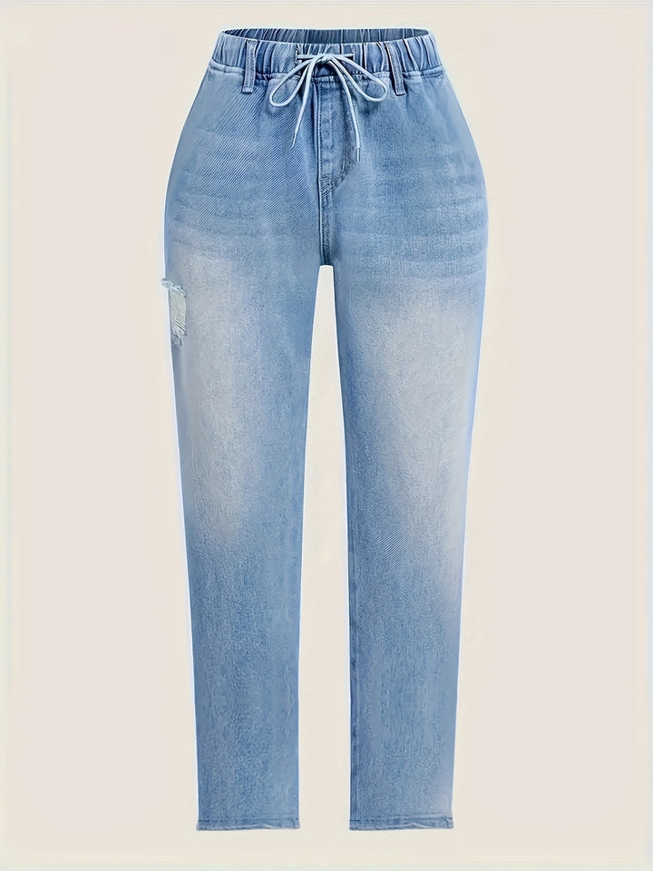 Denim Skinny Jeans – Trekkoord Taille & Flexibele Pasvorm