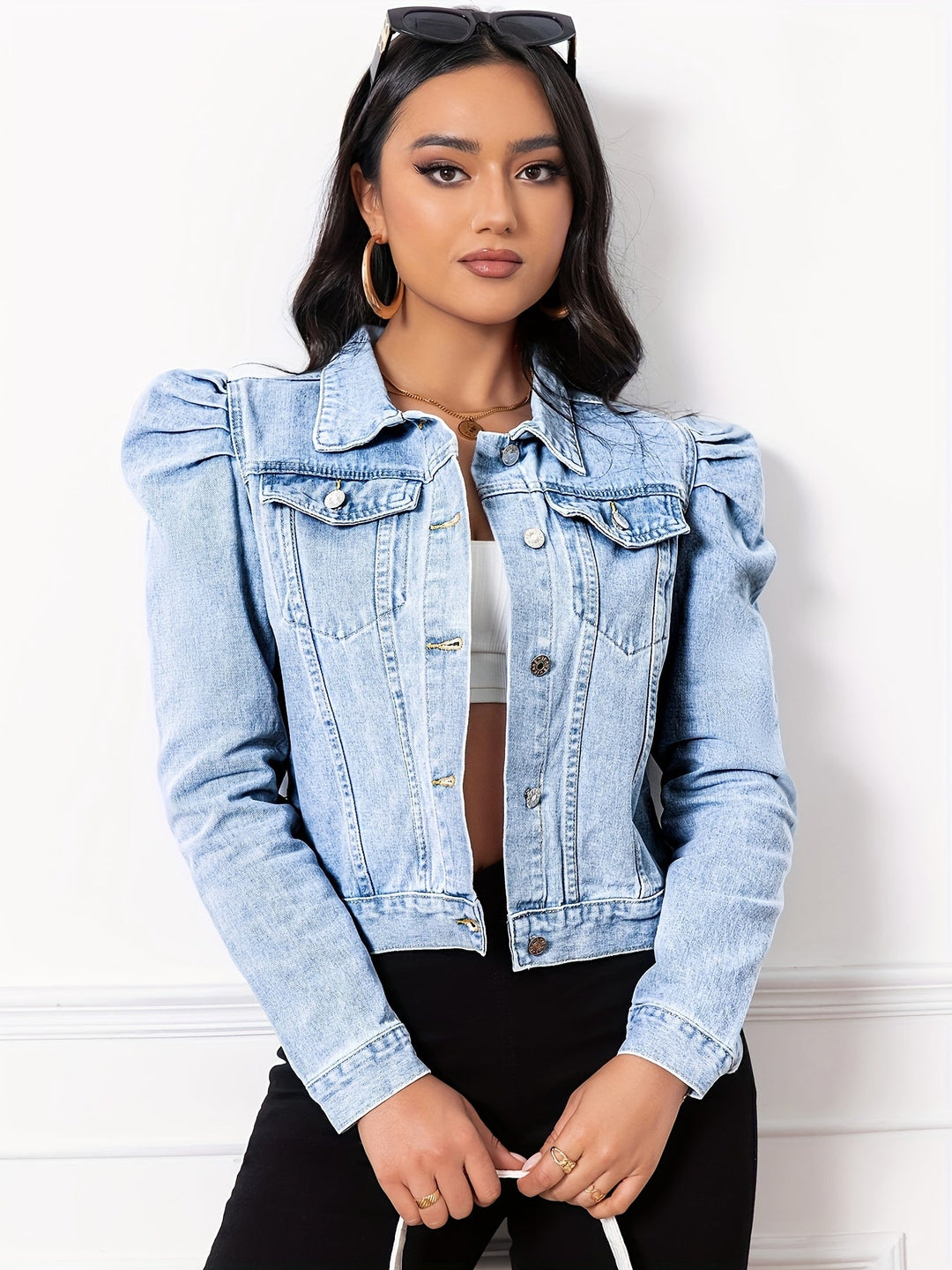 Denim jack - knoopdetail & niet-elastische stof