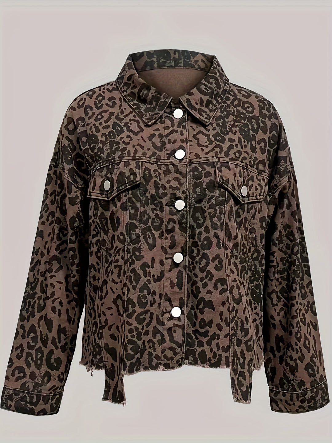 Denim jack - luipaardprint & asymmetrische zoom