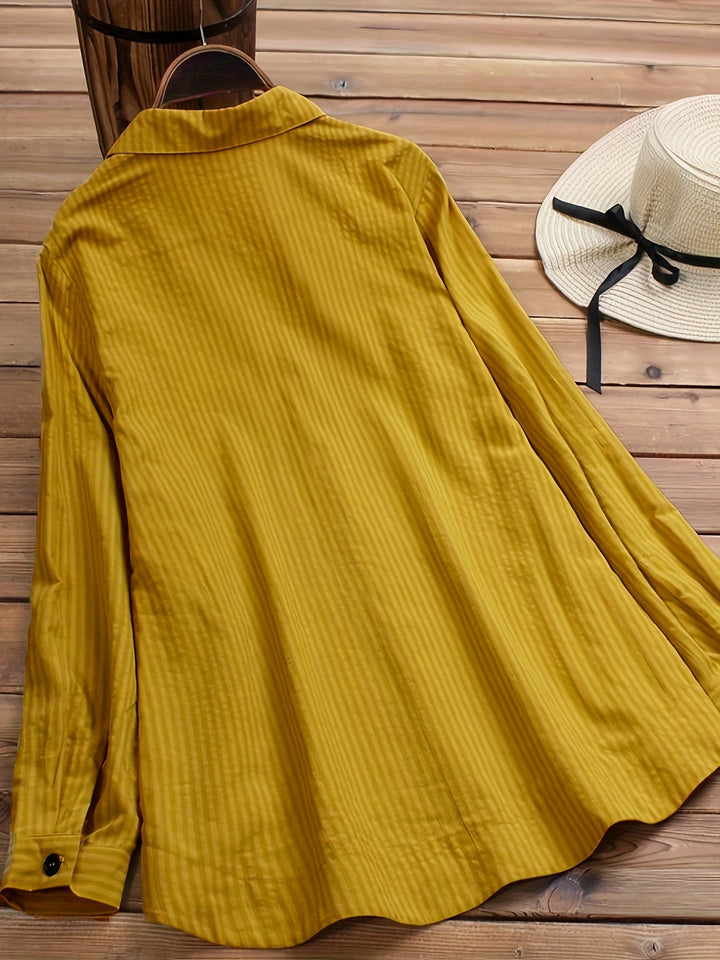 Effen Blouse met Zijknopen - Opgerolde Mouwen & Opaque Pasvorm