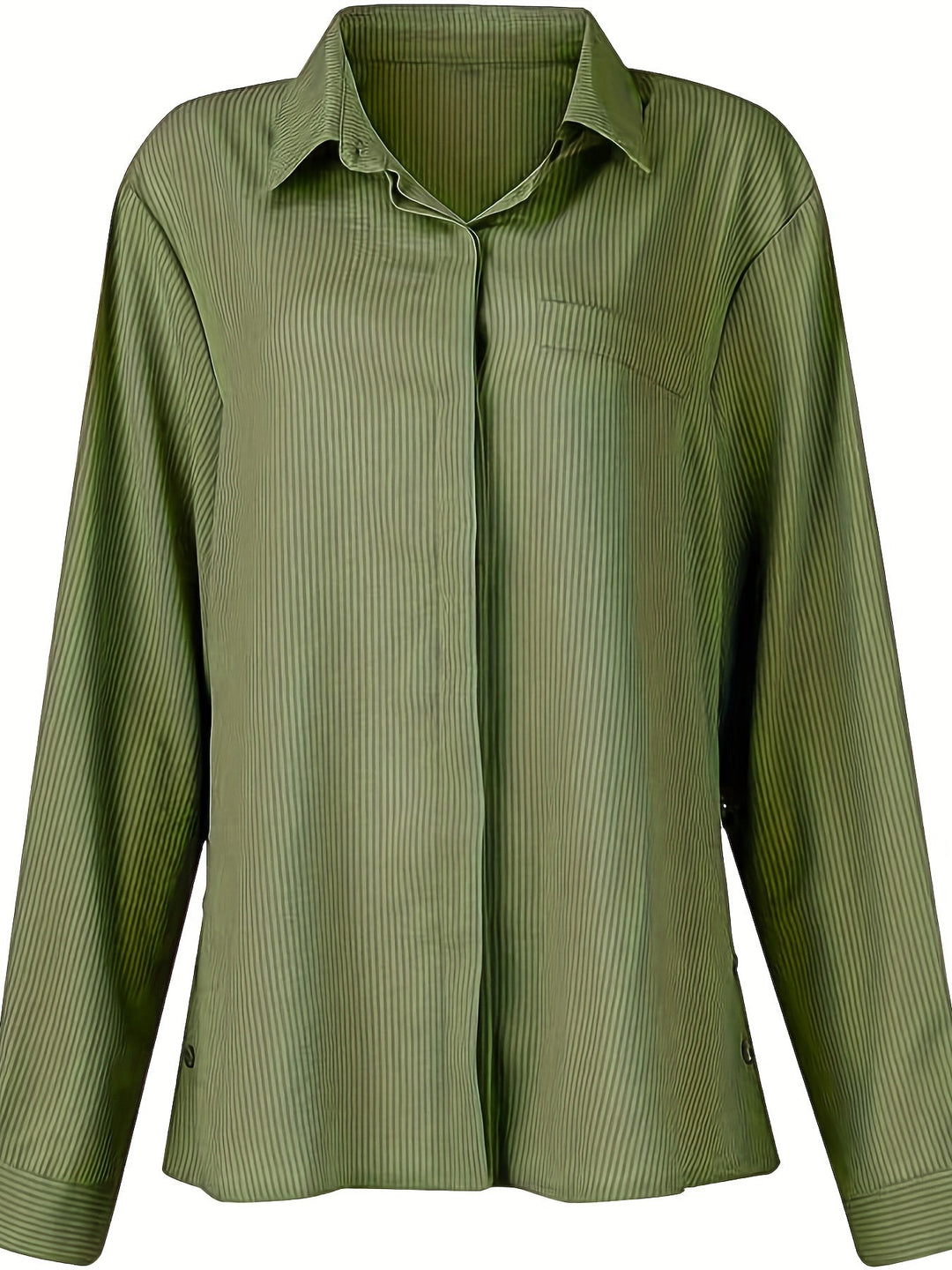 Effen Blouse met Zijknopen - Opgerolde Mouwen & Opaque Pasvorm
