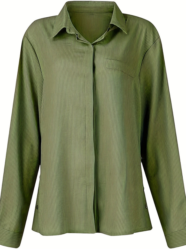 Effen Blouse met Zijknopen - Opgerolde Mouwen & Opaque Pasvorm