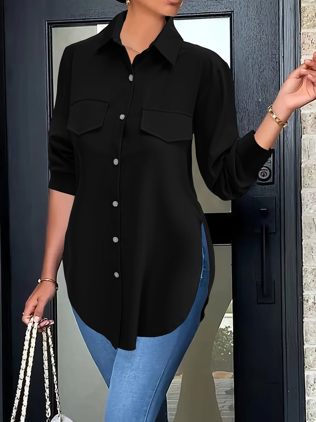 Effen Knopsluiting Shirt - Valse Zakken & Ademend Materiaal