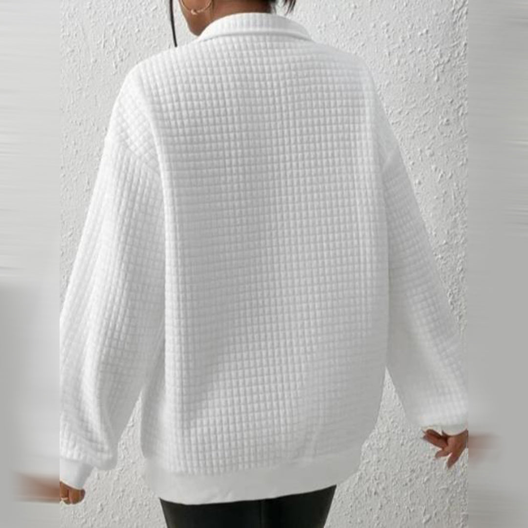 Elegante Gebreide Trui Met Rits En Patroon