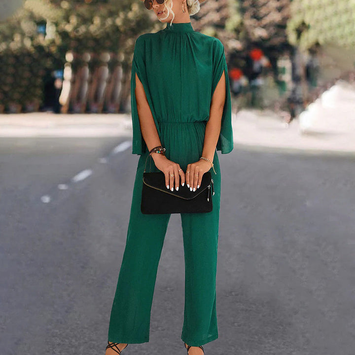 Elegante jumpsuit - Wijde Benen & Uitsnijdende Mouwen met Zakken