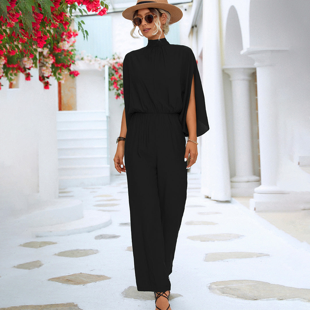 Elegante jumpsuit - Wijde Benen & Uitsnijdende Mouwen met Zakken